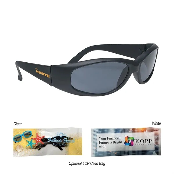 Black sunglasses with UV400 lenses provide 100% UVA and UVB protection... from ASI 61125 Hit Promotional Products / Hit®