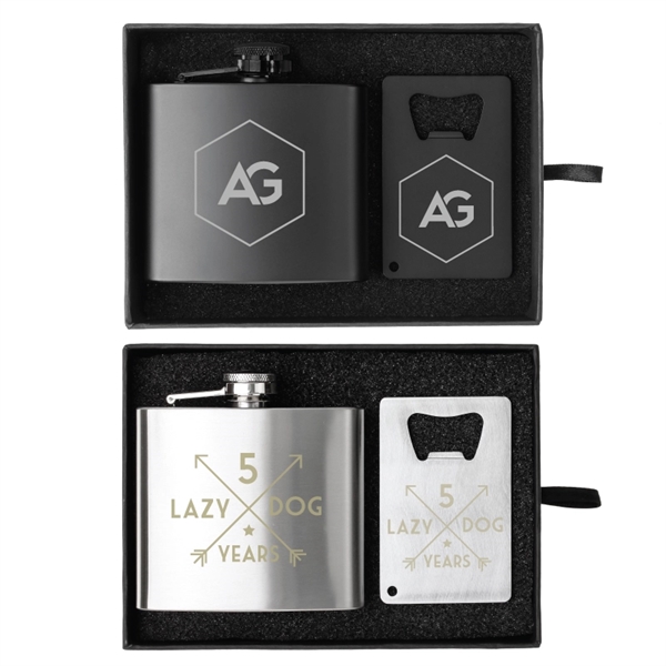 5 oz. flask and credit card man card bottle opener in... from ASI 57655 STOPNGO Line