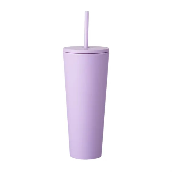 Double wall plastic tumbler with straw, 24 oz. plus 1 color... from ASI 37218 Athena Promo (tm)