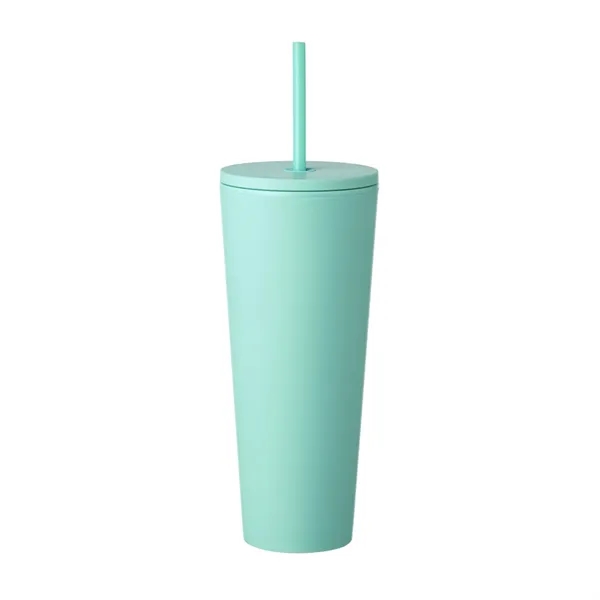 Double wall plastic tumbler with straw, 24 oz. plus 1 color... from ASI 37218 Athena Promo (tm)