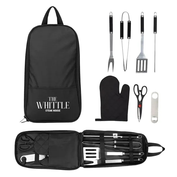 BBQ set in black carrying case with bottle opener, fork, mitt,... from ASI 61125 Hit Promotional Products / Hit®