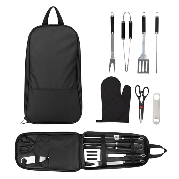 BBQ set in black carrying case with bottle opener, fork, mitt,... from ASI 61125 Hit Promotional Products / Hit®