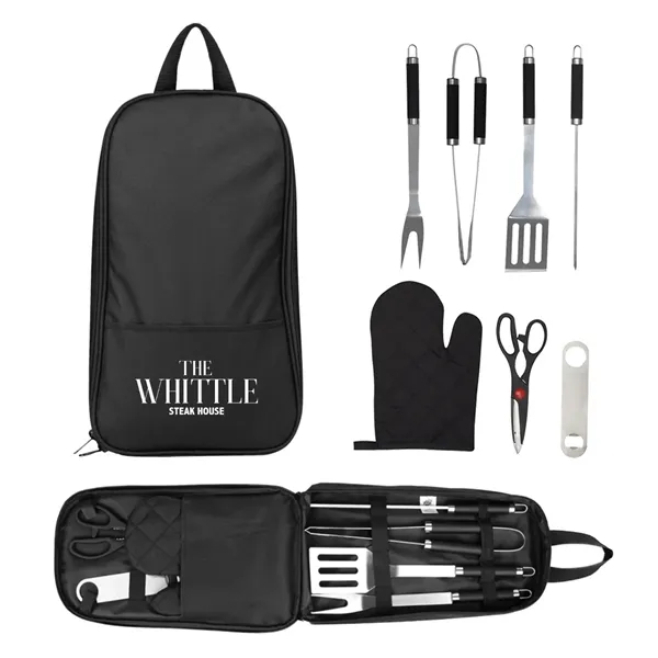 BBQ set in black carrying case with bottle opener, fork, mitt,... from ASI 61125 Hit Promotional Products / Hit®