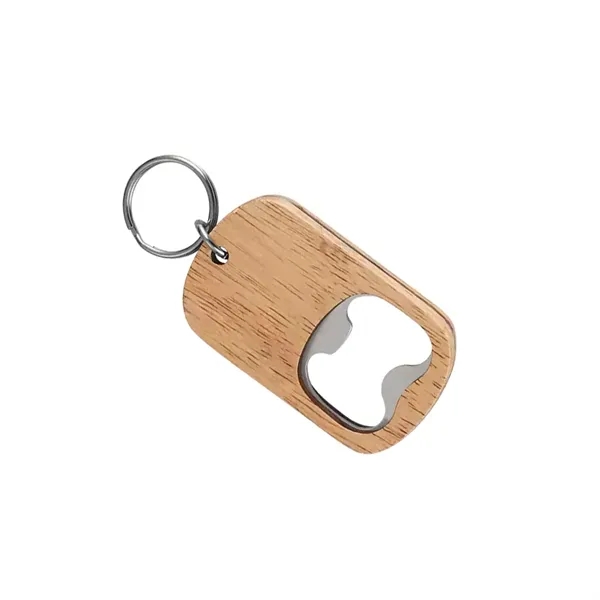 2-in-1 wood bottle opener keychain plus laser engrave on front plus... from ASI 37218 Athena Promo (tm)