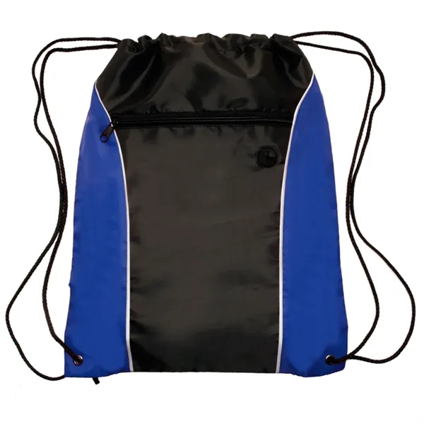 Two tone drawstring backpack with earphone eyelet plus 1 color silkscreen... from ASI 37218 Athena Promo (tm)