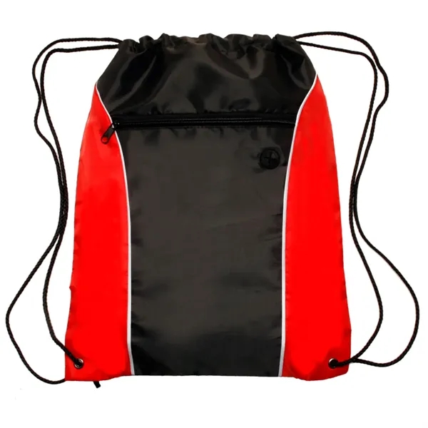 Two tone drawstring backpack with earphone eyelet plus 1 color silkscreen... from ASI 37218 Athena Promo (tm)