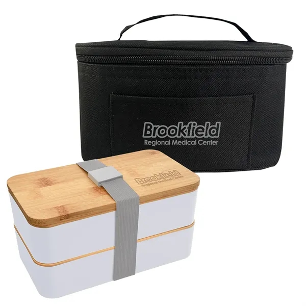 Stackable bento box with insulated carrying case for taking your food... from ASI 61125 Hit Promotional Products / Hit®