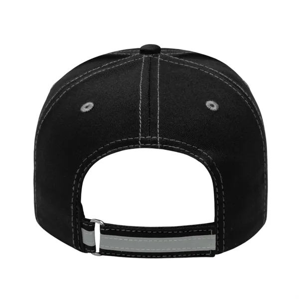 Chino twill low profile six panel structured cap with reflective visor,... from ASI 43792 Cap America Inc