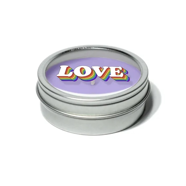 2 oz. Mini Candle in Silver Tin with Clear Lid -... from ASI 38850 Bath Promotions / Bath Promotions