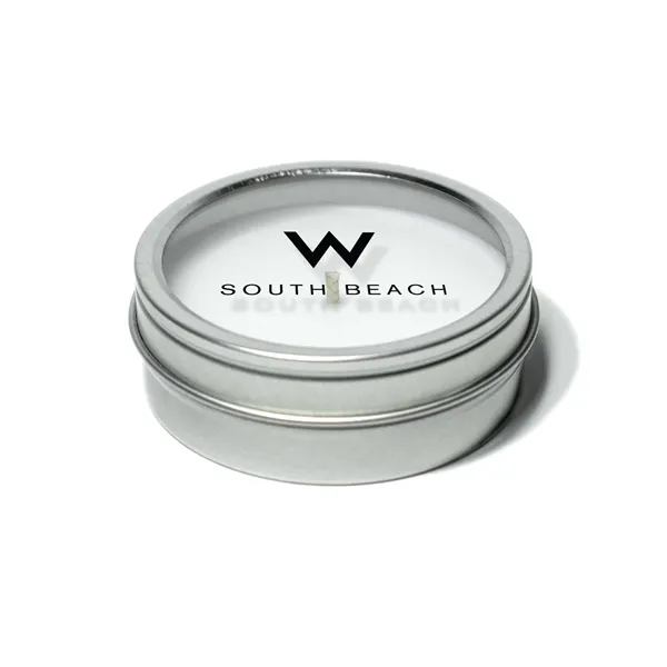 2 oz. Mini Candle in Silver Tin with Clear Lid -... from ASI 38850 Bath Promotions / Bath Promotions