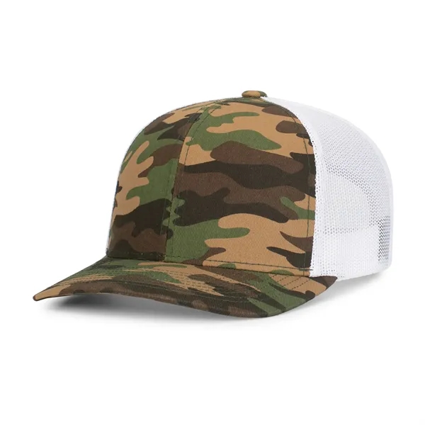 Camo Snapback Trucker Cap with sublimated camo front panels.... from ASI 37461 Augusta Sportswear / Pacific Headwear