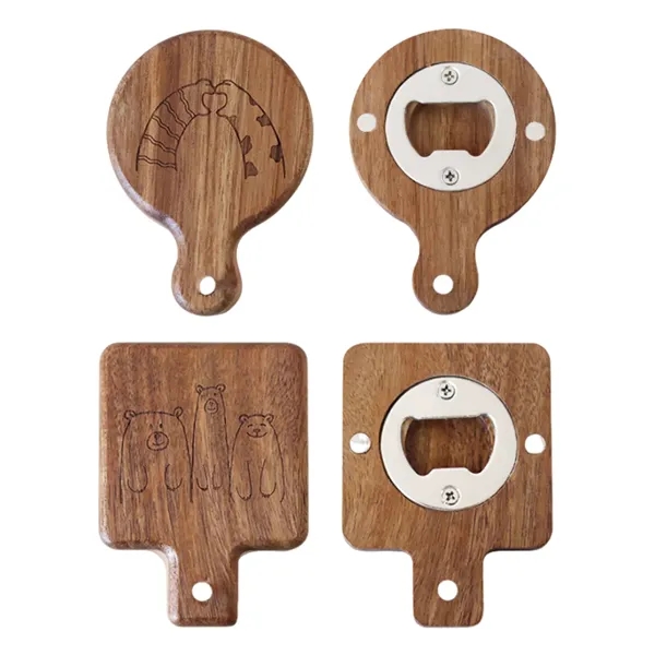 2-in-1 acacia wooden handle bottle opener with magnet and imprint option... from ASI 37218 Athena Promo (tm)