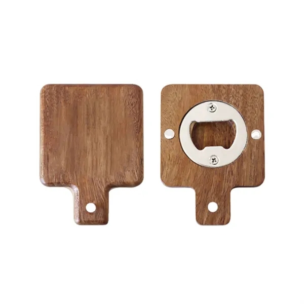 2-in-1 acacia wooden handle bottle opener with magnet and imprint option... from ASI 37218 Athena Promo (tm)