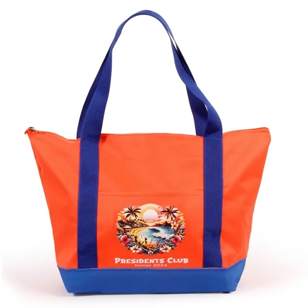 Poly canvas tote bag with zipper closure and double bottom.... from ASI 66230 Landes Inc