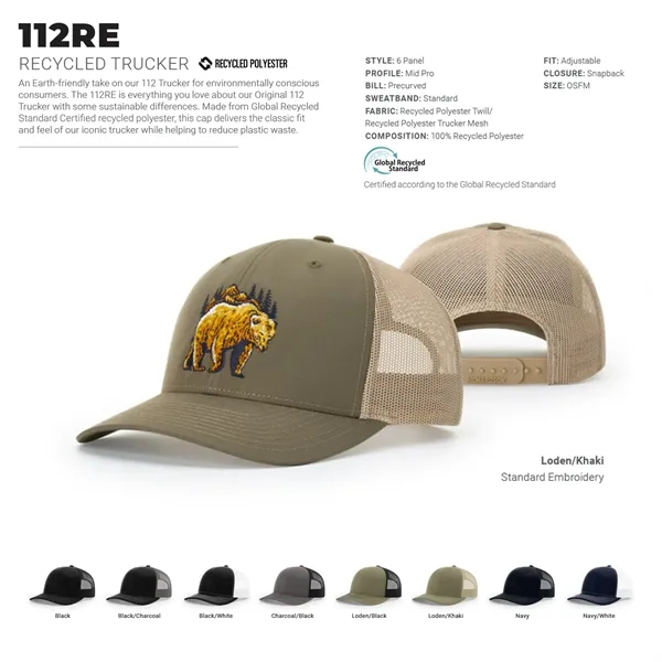 Richardson 112RE 100% recycled polyester cap with leatherette patch and adjustable... from ASI 74601 Calico