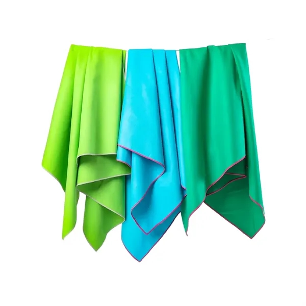 Solid color microfiber beach towel plus 1 color silkscreen imprint on... from ASI 37218 Athena Promo (tm)