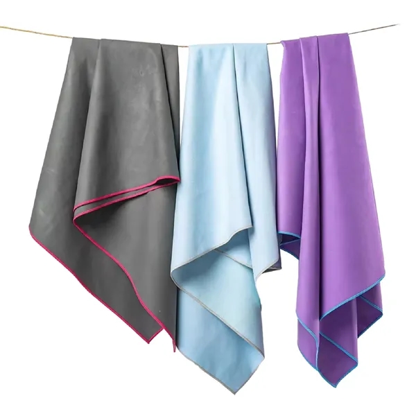 Solid color microfiber beach towel plus 1 color silkscreen imprint on... from ASI 37218 Athena Promo (tm)