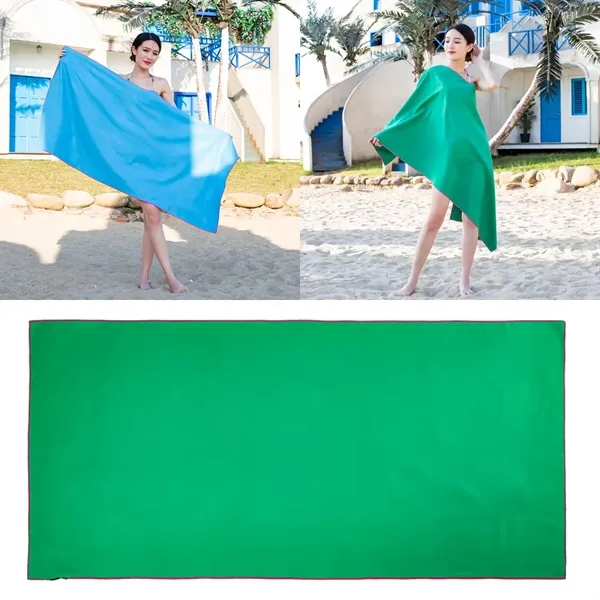Solid color microfiber beach towel plus 1 color silkscreen imprint on... from ASI 37218 Athena Promo (tm)