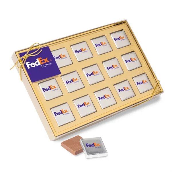 Fifteen Piece Chocolate Foiled Square Box-Full Color... from ASI 44900 NC Custom (CI/Lanco) / Chocolate Inn