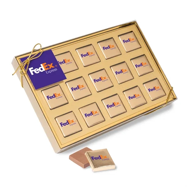 Fifteen Piece Chocolate Foiled Square Box-Full Color... from ASI 44900 NC Custom (CI/Lanco) / Chocolate Inn