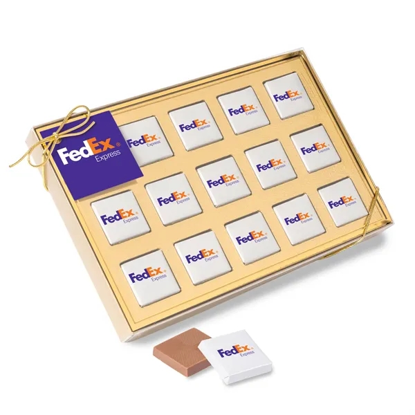 Fifteen Piece Chocolate Foiled Square Box-Full Color... from ASI 44900 NC Custom (CI/Lanco) / Chocolate Inn
