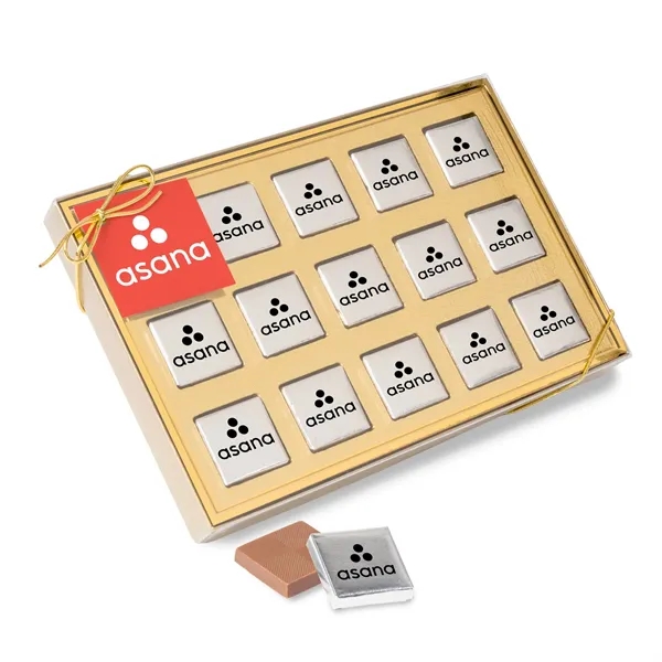 Fifteen Piece Chocolate Foiled Square Box... from ASI 44900 NC Custom (CI/Lanco) / Chocolate Inn