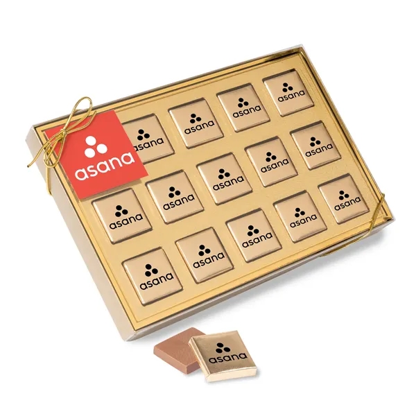 Fifteen Piece Chocolate Foiled Square Box... from ASI 44900 NC Custom (CI/Lanco) / Chocolate Inn