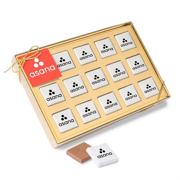Fifteen Piece Chocolate Foiled Square Box... from ASI 44900 NC Custom (CI/Lanco) / Chocolate Inn