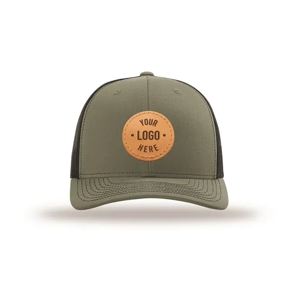 Custom Leather Patches applied to Buyer-Supplied Hats. Debossed and machine stitched... from ASI 75126 Oowee Products