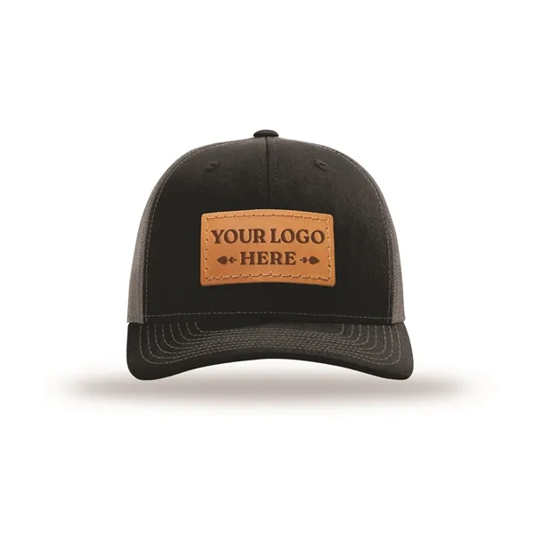 Custom Leather Patches applied to Buyer-Supplied Hats. Debossed and machine stitched... from ASI 75126 Oowee Products