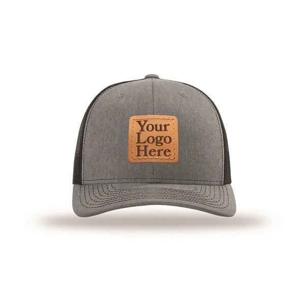 Custom Leather Patches applied to Buyer-Supplied Hats. Debossed and machine stitched... from ASI 75126 Oowee Products