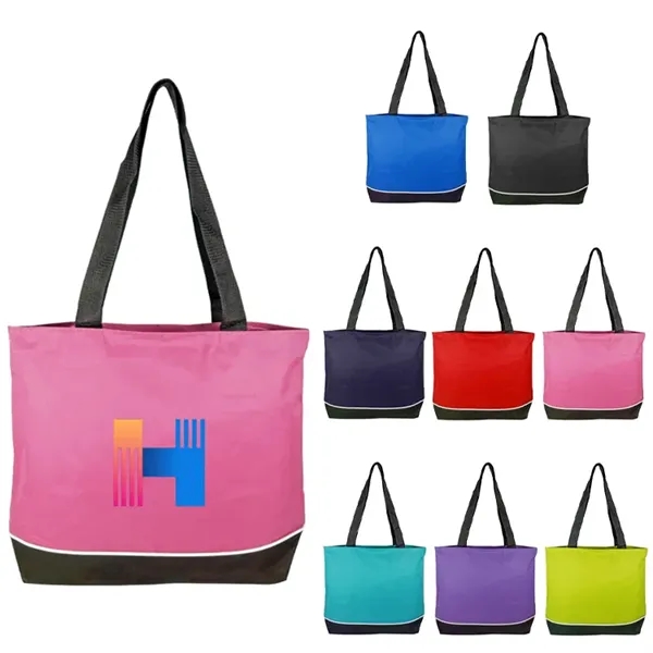 Elevate style: Poppie Tote with full zipper, gusset expansion, white piping,... from ASI 67557 LimeLight Ent