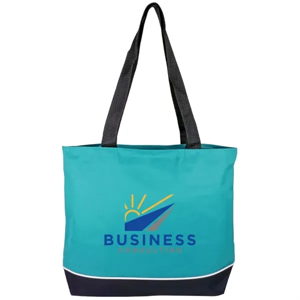 Elevate style: Poppie Tote with full zipper, gusset expansion, white piping,... from ASI 67557 LimeLight Ent