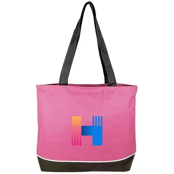 Elevate style: Poppie Tote with full zipper, gusset expansion, white piping,... from ASI 67557 LimeLight Ent