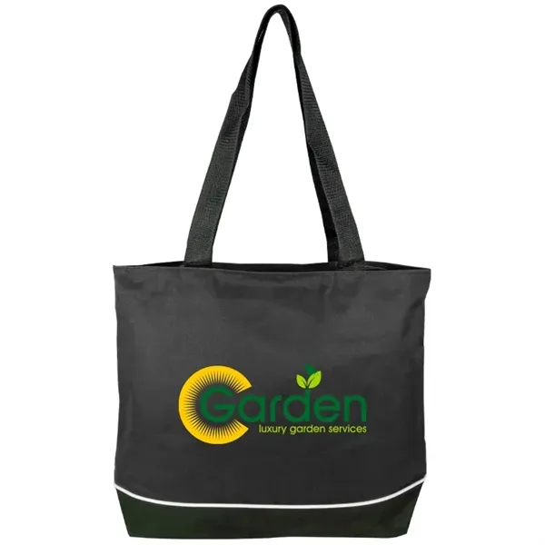 Elevate style: Poppie Tote with full zipper, gusset expansion, white piping,... from ASI 67557 LimeLight Ent