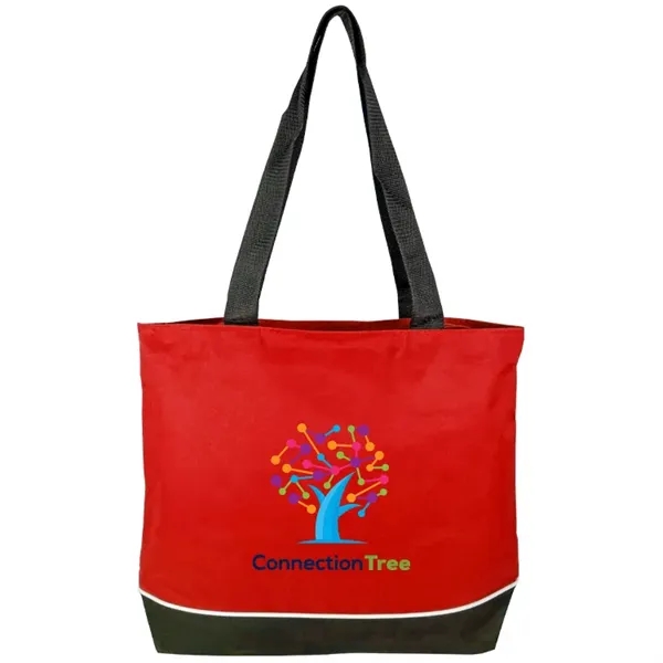 Elevate style: Poppie Tote with full zipper, gusset expansion, white piping,... from ASI 67557 LimeLight Ent