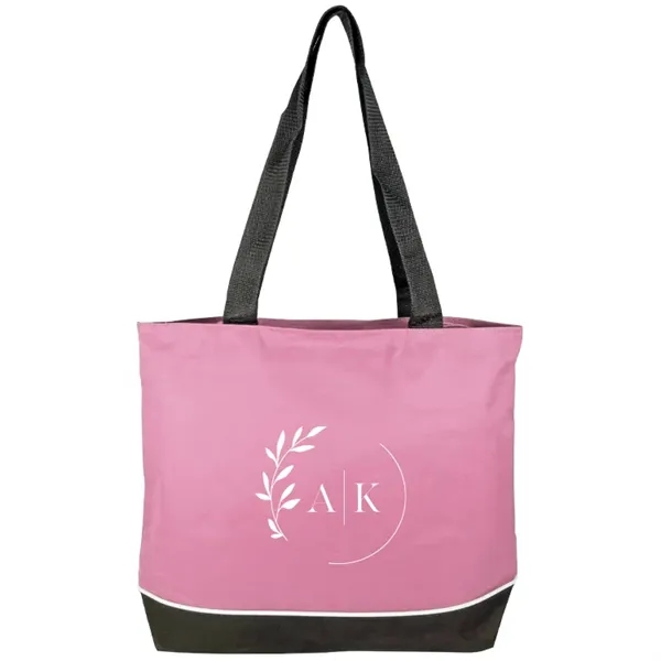 Elevate style: Poppie Tote with full zipper, gusset expansion, white piping,... from ASI 67557 LimeLight Ent