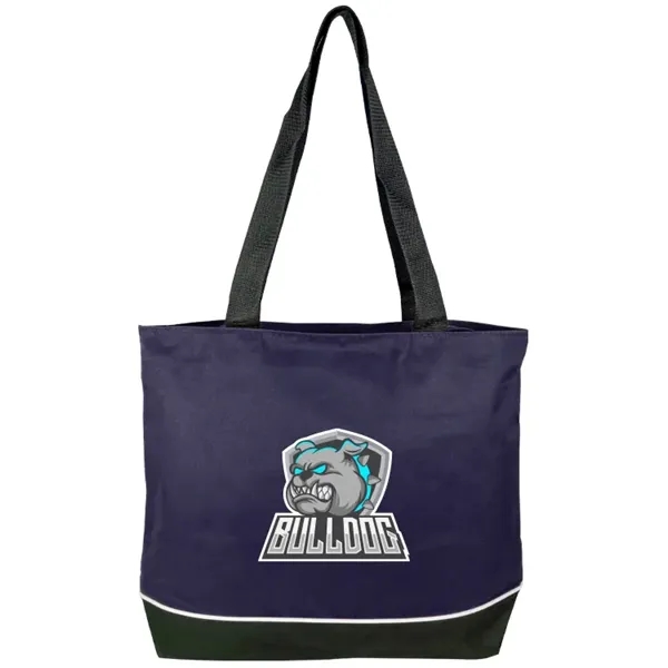 Elevate style: Poppie Tote with full zipper, gusset expansion, white piping,... from ASI 67557 LimeLight Ent