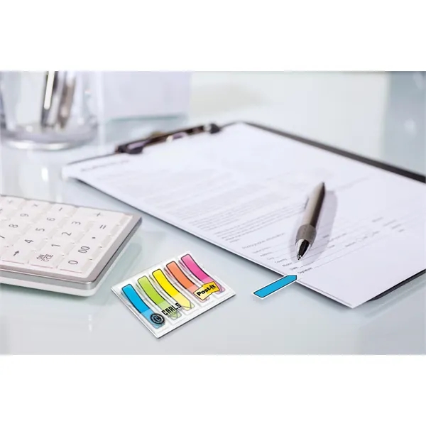 Transparent highlighting flags, arrow shaped.  Repositionable; removes cleanly but sticks... from ASI 91240 3M/Promotional Markets Dept / The 3M Line