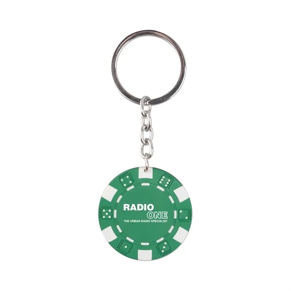 Poker chip key chains that feature a dice illustration.... from ASI 52710 Lincoln Line