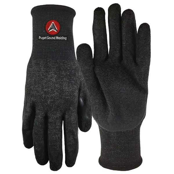 Black knit gloves with latex palms featuring puncture, cut, and abrasion... from ASI 90160 Suntex Industries