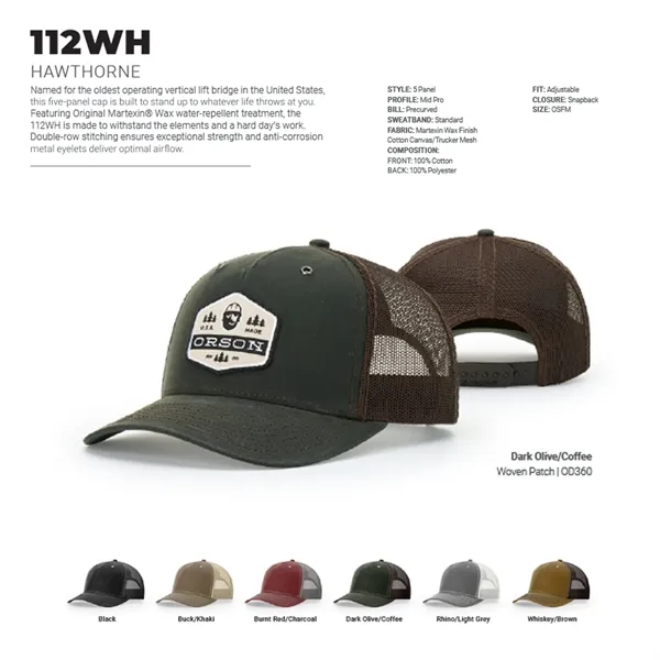 Richardson 112WH Hawthorne snapback five-panel cotton and polyester trucker cap with... from ASI 74601 Calico