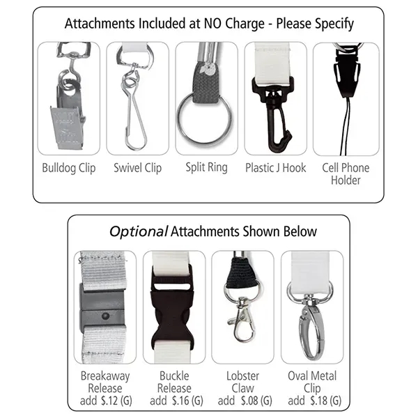 3/4" wide satin polyester lanyard with dual attachments and full color... from ASI 62660 Innovation Line
