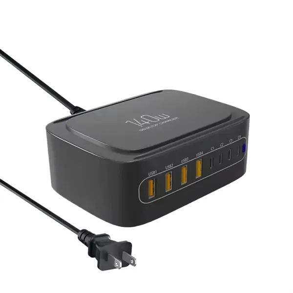 8-port desktop charger - 140 W plus laser engraving on 1... from ASI 37218 Athena Promo (tm)