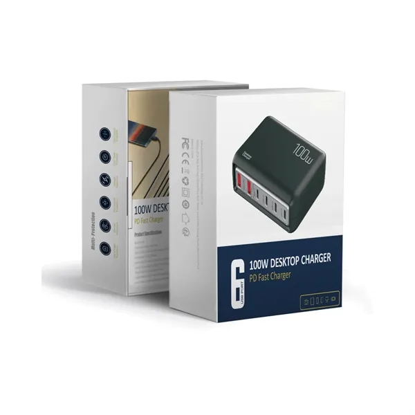 Power charge 6-port desktop charger - 100 W plus laser engraving... from ASI 37218 Athena Promo (tm)