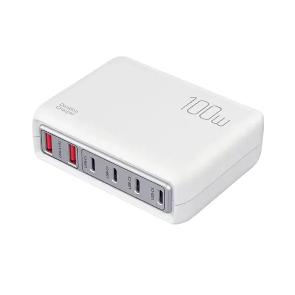 Power charge 6-port desktop charger - 100 W plus laser engraving... from ASI 37218 Athena Promo (tm)