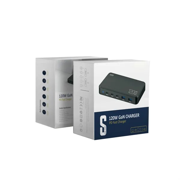 Power charge 5-port desktop charger - 120 W plus laser engraving... from ASI 37218 Athena Promo (tm)