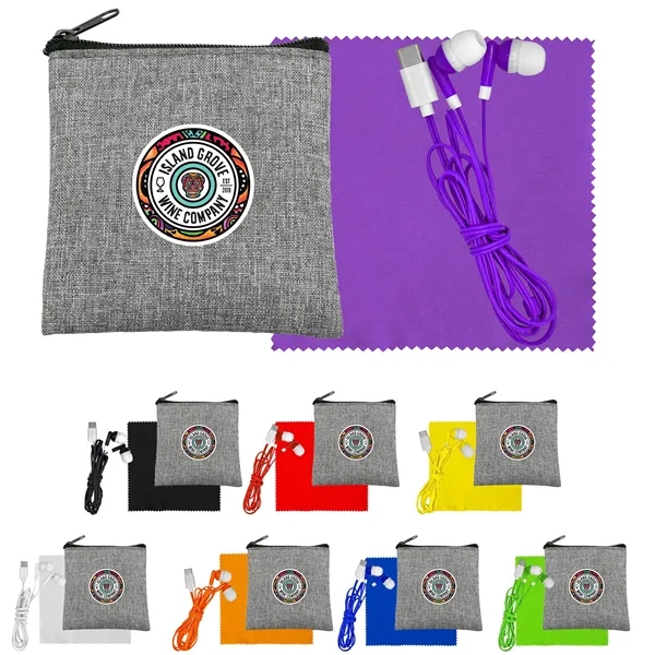 Recycled Cloth & Colorful Type C Ear Buds... from ASI 30208 A P Specialties / AP Specialties