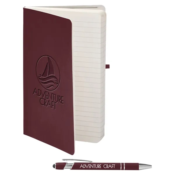 Journal and pen set with a soft cover, a rubberized aluminum... from ASI 79530 Prime Line