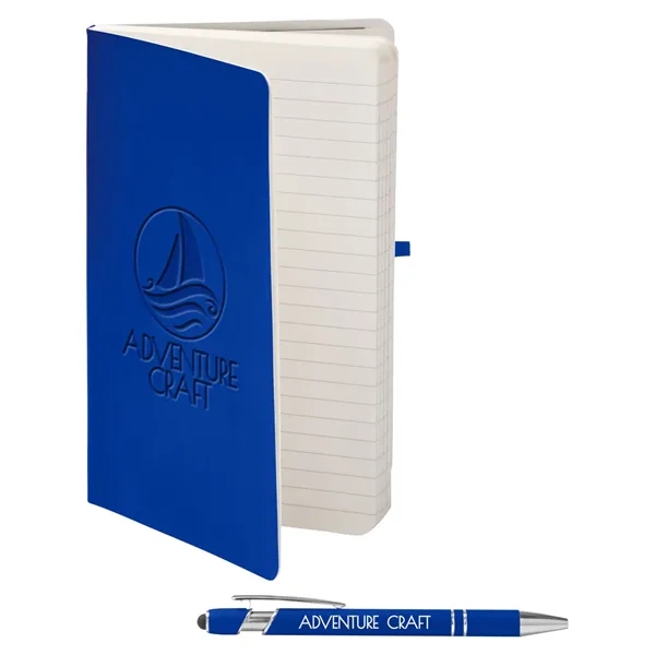 Journal and pen set with a soft cover, a rubberized aluminum... from ASI 79530 Prime Line